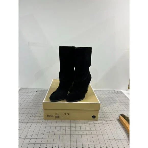 Michael Kors Divia Bootie Black Suede High Heel Boots Women's Sz. 8 US 38 EU - Picture 3 of 9